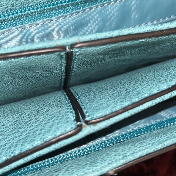 New Sydney Love aqua turquoise vegan leather handbag purse clutch - Picture 7 of 10